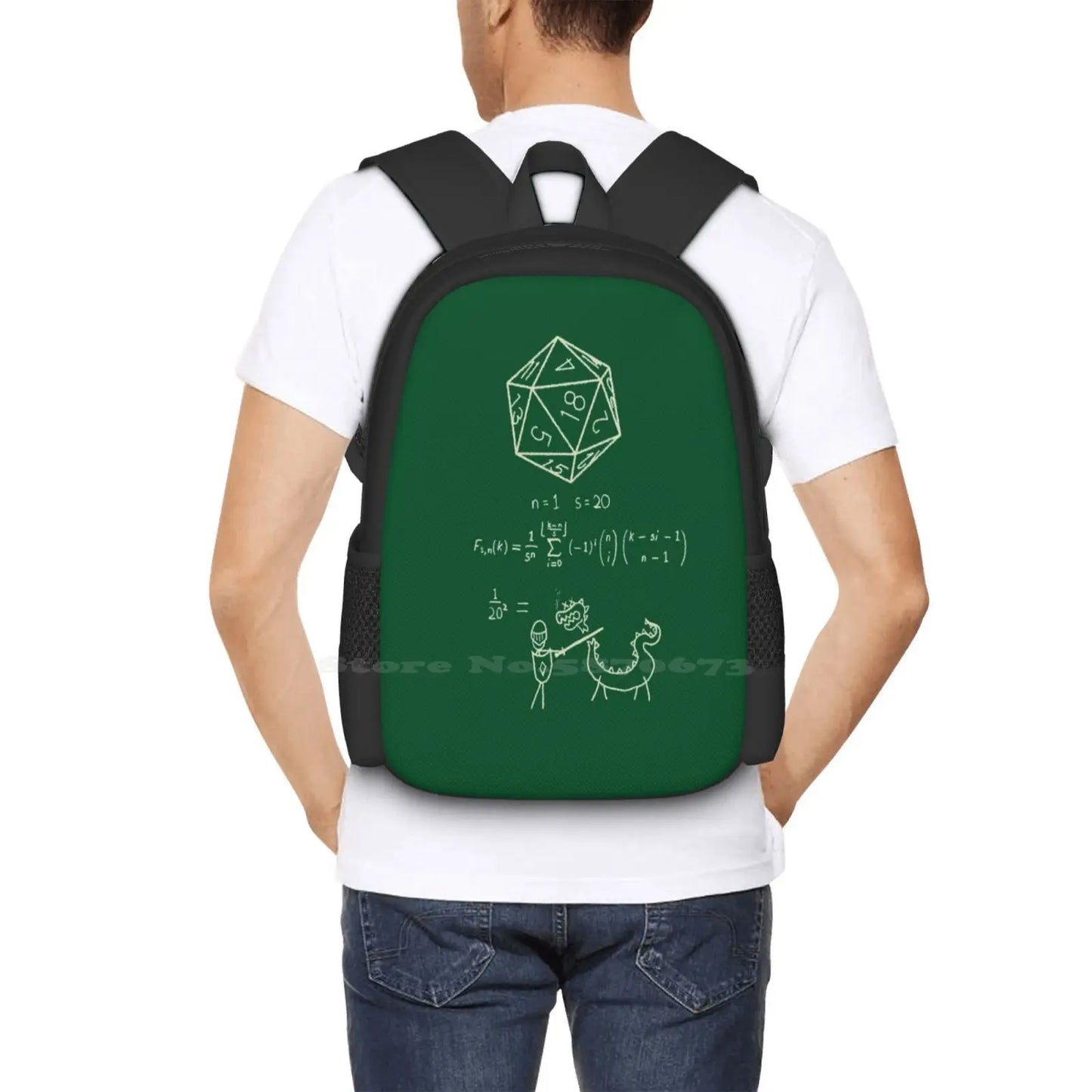 La ciencia de los dados de 20 caras. Bolsas escolares viaje portátil mochila D20 ciencia matemáticas dados Dnd y dragones