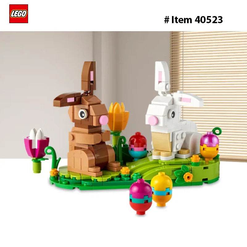 LEGO 40523 Easter Rabbits Display Building Toy Set, Includes Colorful Easter Eggs and Tulips, Easter Decorations - 40523