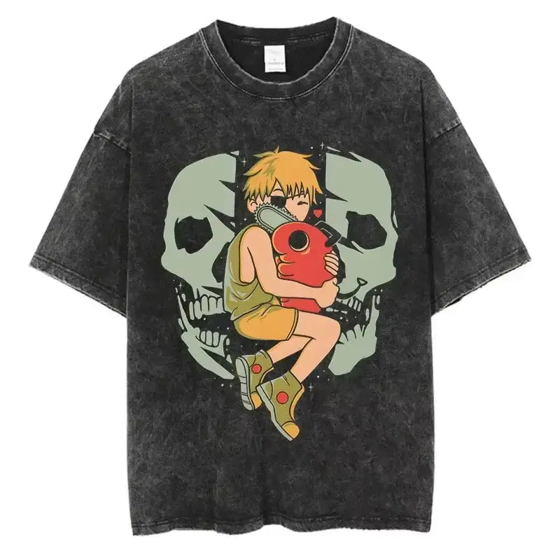 Chainsaw Man Vintage T-shirt Washed Cotton Tee