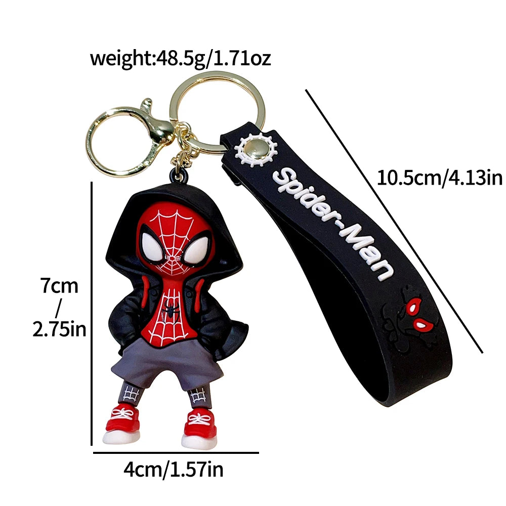 Disney Marvel Spider-Man Keychain Cartoon Comics Avengers Series Key Ring Pendant Ornaments Jewelry Gifts for Friends