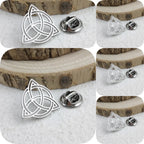New round Celtic knot men's lapel pin, stainless steel gold-plated badge, black brooch for suit accessories, gift for father