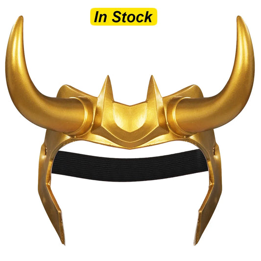 Fancy Loki Horns Mask For Men Movie Super Villain Cosplay Costume Accessories Golden Latex Helmet Man Woman Fantasy Props Gifts