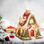 Christmas Cabin Incense Burner - Portable Resin Chimney Cabin for Home, Living Room, and Camping - With light