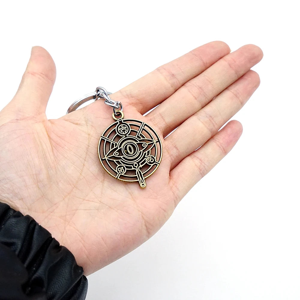 Llavero Fullmetal Alchemist con círculo mágico, llavero con anilla para llaves, llaveros de moda para hombres y mujeres, accesorios de juego, llavero de coche