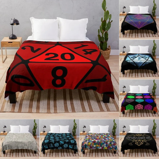 DND D&D Blanket, RPG Dungeons and Dragons Throw Blanket Soft Warm Cozy Flannel Vintage Throw for Bedding Decor Bedroom Gifts