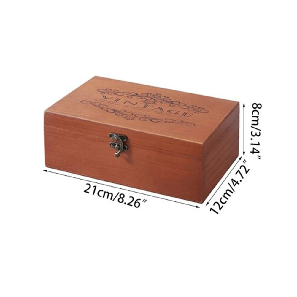 Boîte de rangement rétro en bois de pin, boîte-cadeau rectangulaire à rabat en bois massif avec couvercle, organisateur de bijoux, conteneur pour le rangement à domicile