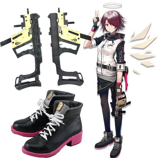 Anime archevaliers Exusiai PVC pistolet Cosplay arme accessoires Exusiai Cosplay chaussures bottes perruques poils activité Performance Cos accessoires