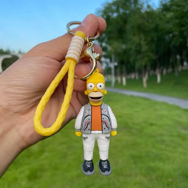 The Simpsons Keychain Cartoon Anime Figure Key Ring Phone Hanging Pendant Kawaii Holder Car Key Chain Birthday Christmas Gift