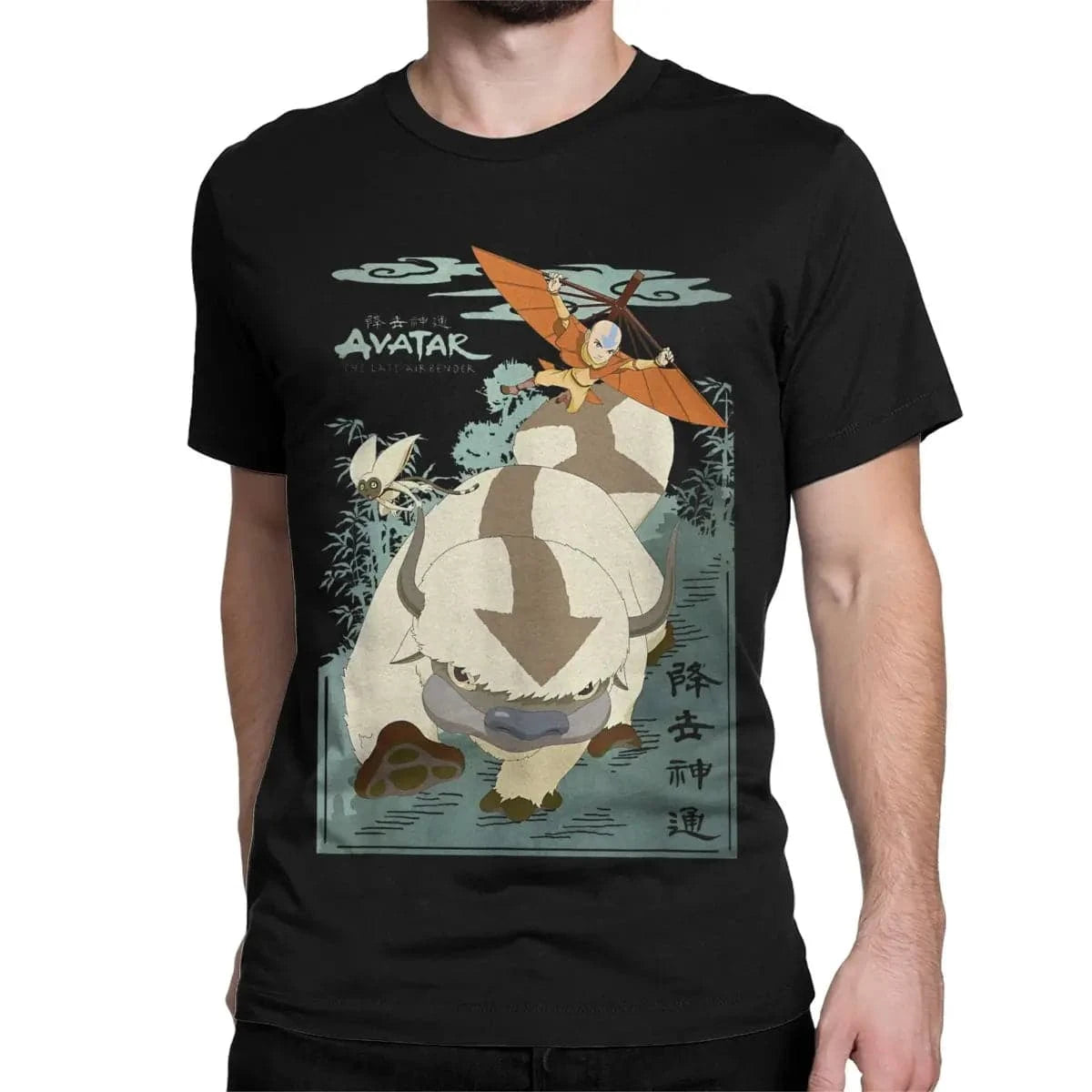 Avatar The Last Airbender Appa  And Aang In Flight T-Shirts for Men