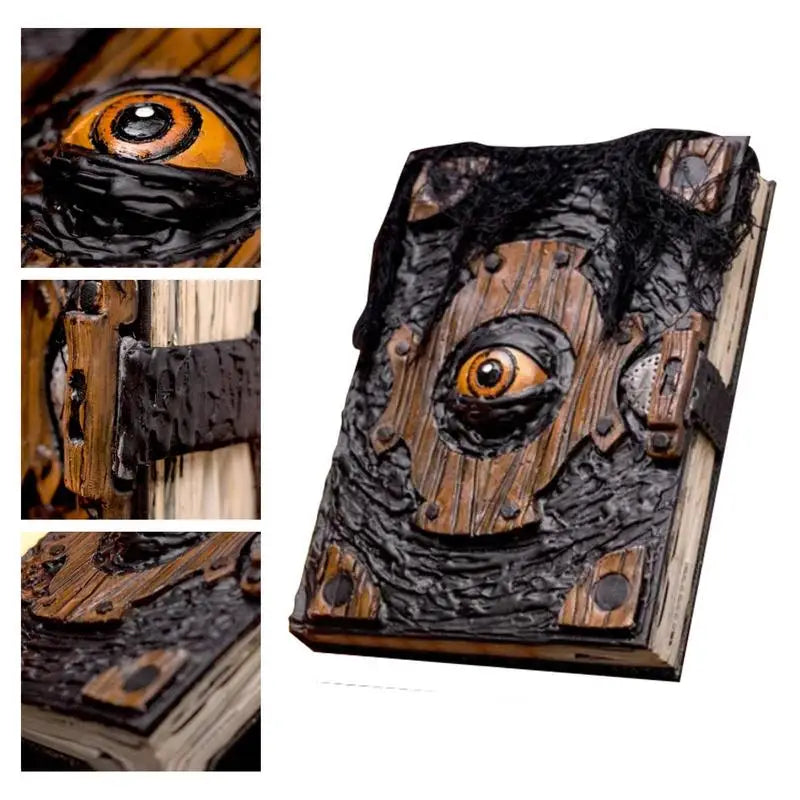 Book Of The Damned Halloween Decor Realistic Necronomicon Book Witch Decoration Black Spellbook Spooky Eyes Grimoire Books Prop