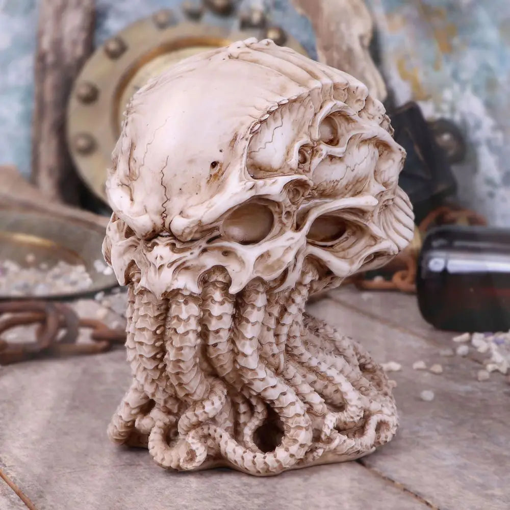 Cráneo de Cthulhu, estatua mítica, cabeza de calavera de resina, decoración gótica extraña para el hogar, ornamento, figuritas artesanales de pulpo, decoración de la habitación