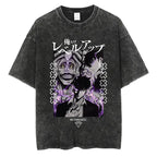 Solo Leveling Vintage T-shirt: Harajuku Washed Anime Tee