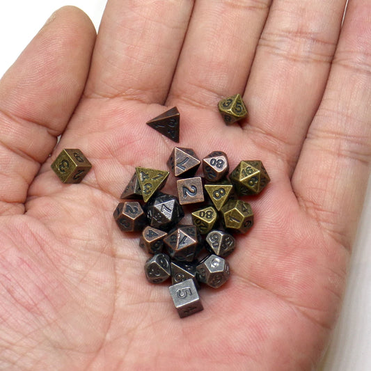 7pcs Set Metal Mini Archaized Board Game Dice Set Polyhedral Table Game Dice Role-Playing RPG Dice