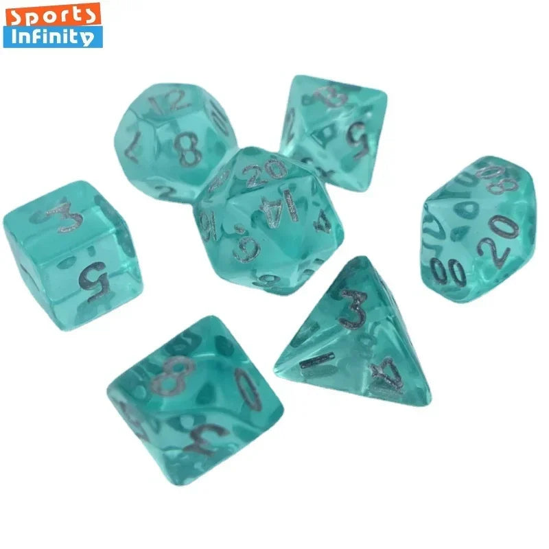 7pcs of Mini Acrylic Dice Set Candy Colored Dice Running Group Board Game Dice D20 D12 D10 D8 D6 D4 DND and COC Polyhedral