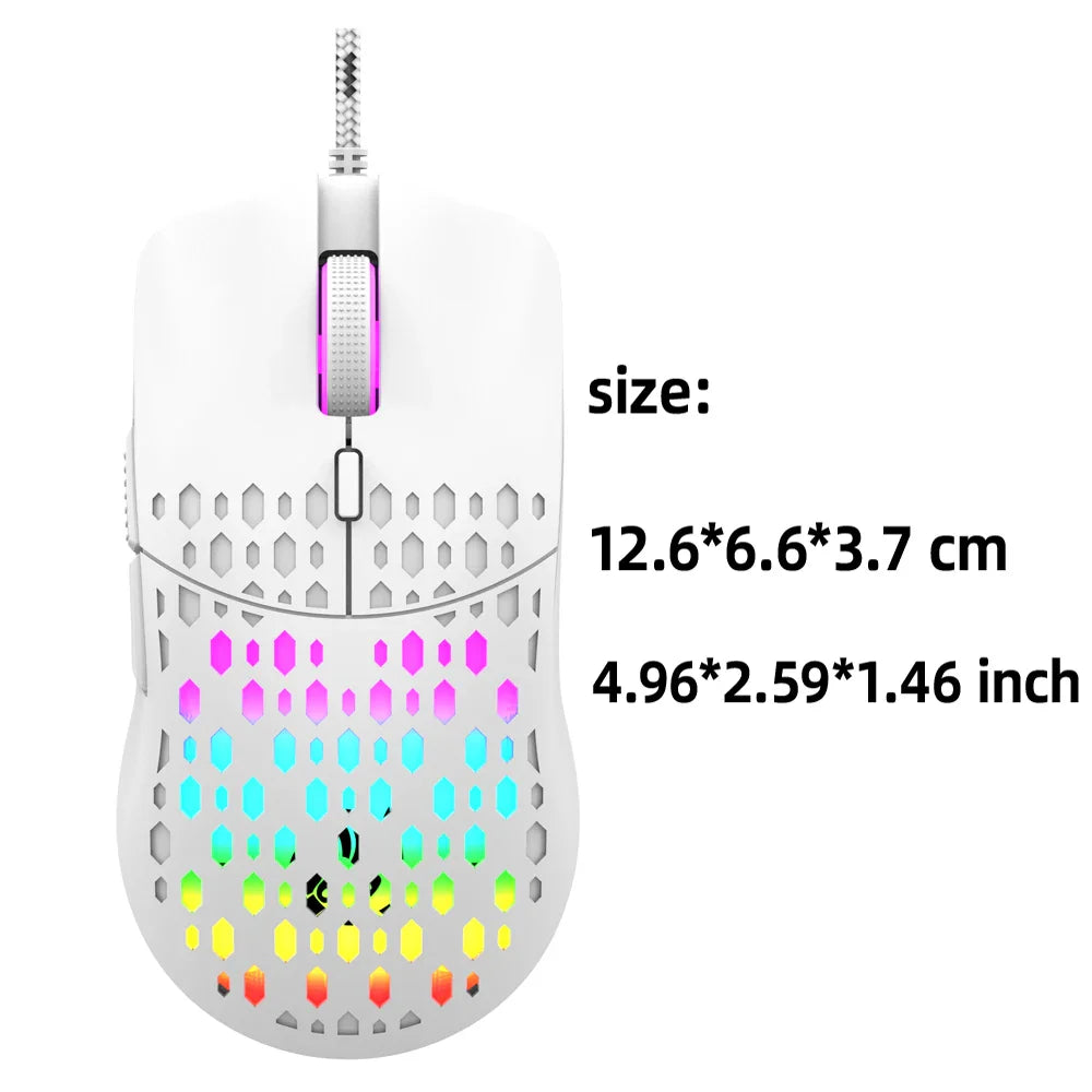 RAIKU G701 Wired 6 Keys Mouse Colorful Lighting Gaming and Office For Microsoft Windows and Apple IOS System