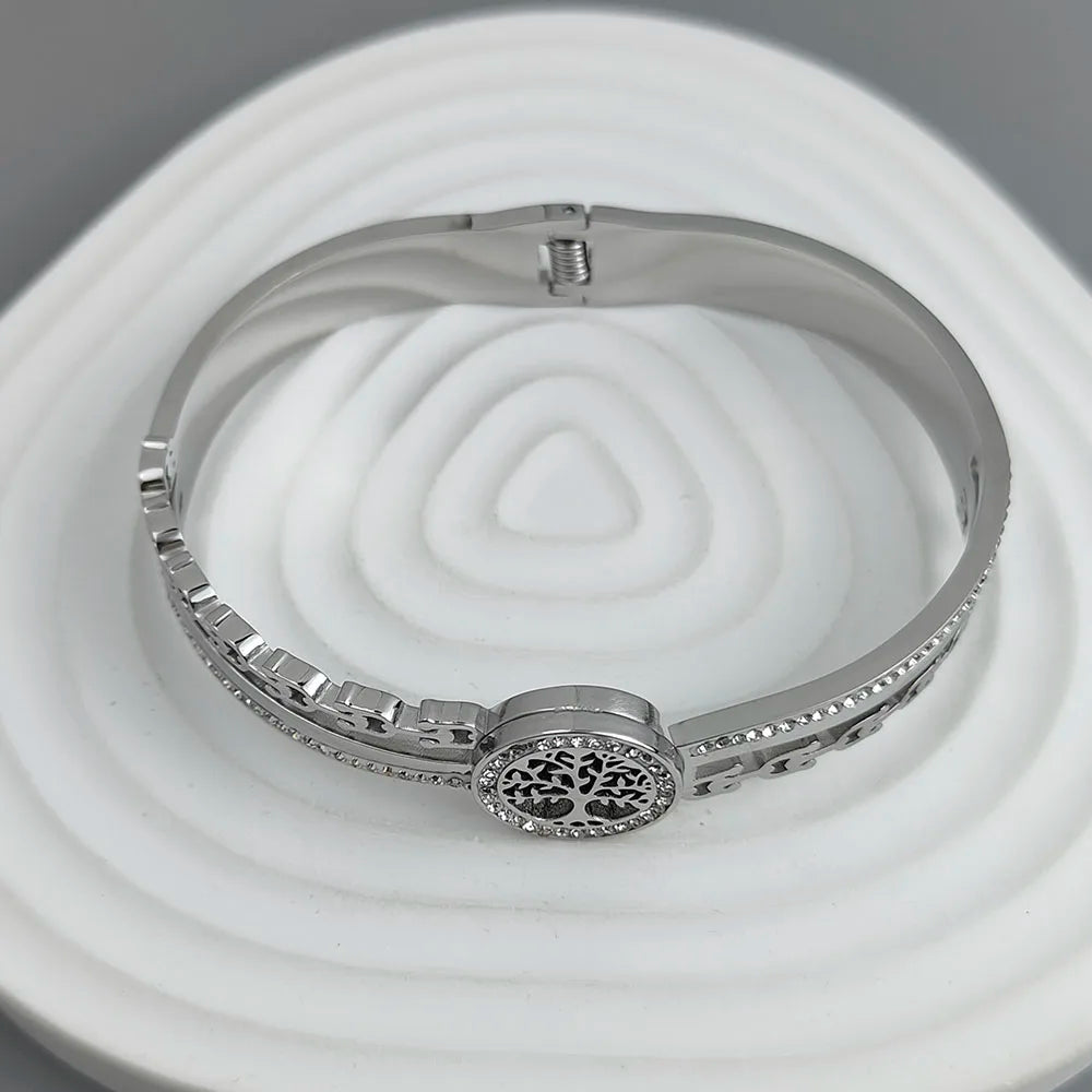 New tree of life horseshoe zircon gold-plated stainless steel bracelet 18K, high quality waterproof couple bracelet, wife gift