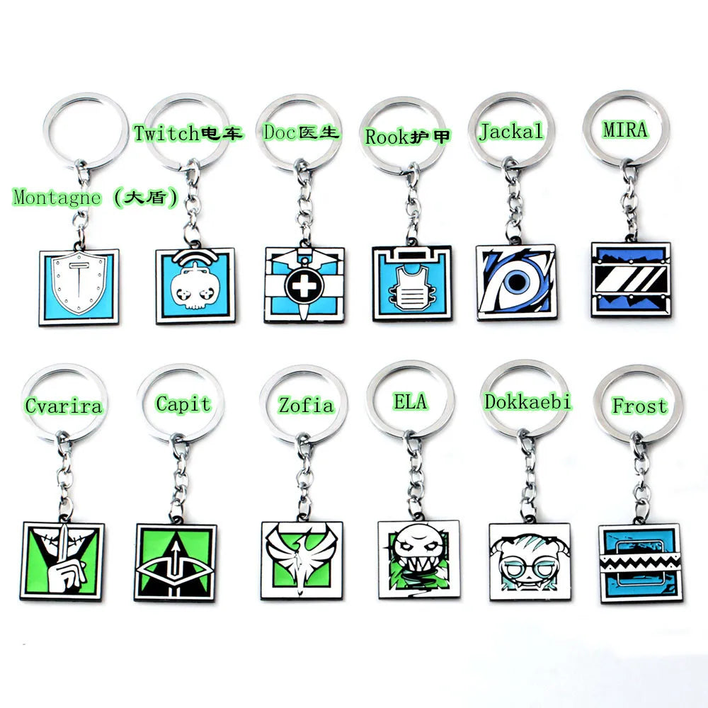 NewStyles Game Rainbow Six Siege Key Chains Jager Glaz Metal Keychain Male Car Keyring Holder Porte Clef Gifts Men Women Jewelry