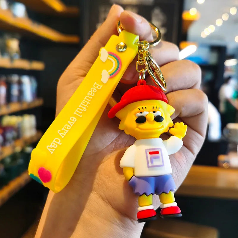 The Simpsons Keychain Cartoon Anime Figure Key Ring Phone Hanging Pendant Kawaii Holder Car Key Chain Birthday Christmas Gift