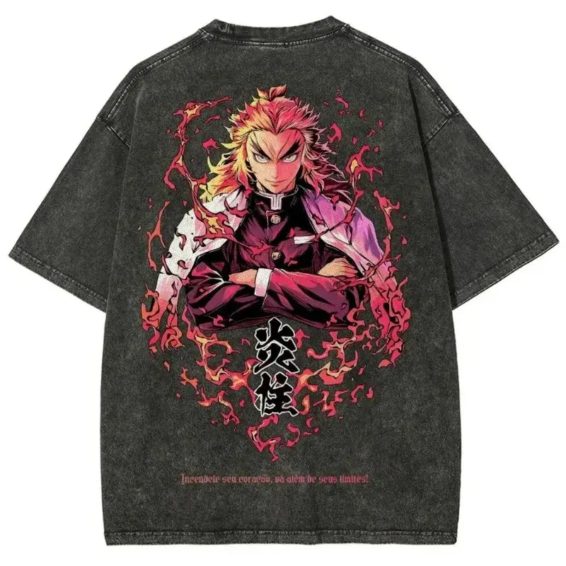 Retro Washed Anime Ghost Slayer Blade Oversized T-Shirt