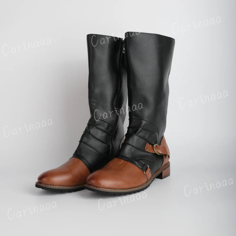 Chaussures rétro médiévales en cuir PU pour hommes, bottines du moyen âge, bottes de la Renaissance victorienne, chaussures de Cosplay