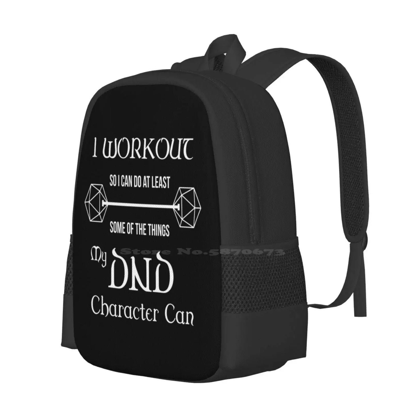 Dnd Character Workout - In White Backpack For Student School Laptop Travel Bag And Dragons Gym Workout Roleplaying Rpg Dnd D20