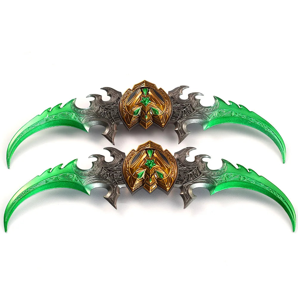 22cm Warglaive of Azzinoth Weapon Set Keychain Game Peripheral Illidan Stormrage Metal Weapon Model Collection Equipment Gifts