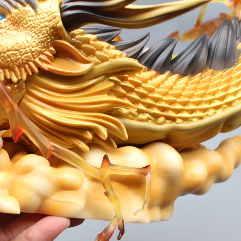 Super Saiyan 3 Goku and Golden Shenron Action Figure, Dragon Ball Z Anime Figurines Pvc 21.5 CM