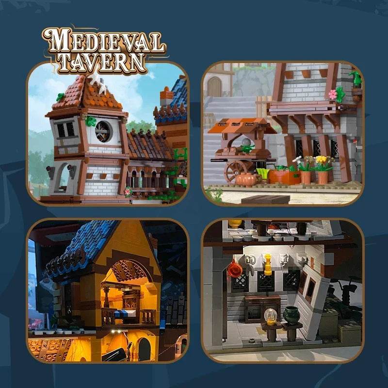 2843PCS Medieval Tavern Building Block Creative City Street View MOC Model Bricks Creative Desktop Ornaments Toys Gifts For Kids - Medieval Tavern
