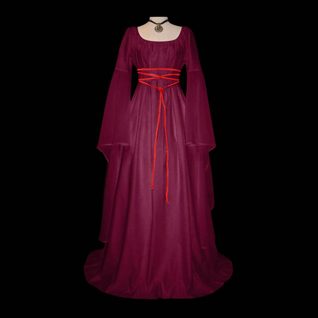 Medieval Gothic Style Retro Cosplay Clothing Long Sleeved Dress Women's Party Dress Mardi Gras Stage Performance Costumes - White / S / United States