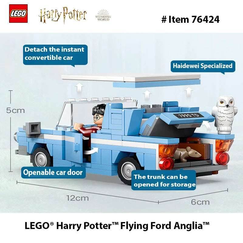 LEGO 76424 Harry Potter Flying Ford Anglia, Buildable Car Toy with 2 Minifigures Harry Potter Car, Gift Boys and Girls Ages 7 - 76424