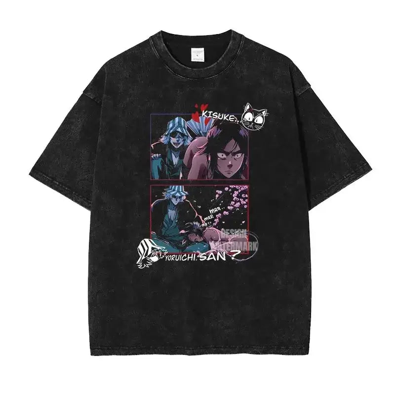 Bleach Aizen Sousuke Harajuku Washed Graphic T-Shirt