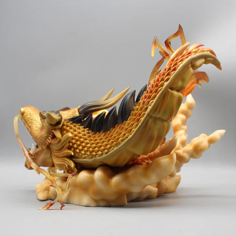 Super Saiyan 3 Goku and Golden Shenron Action Figure, Dragon Ball Z Anime Figurines Pvc 21.5 CM