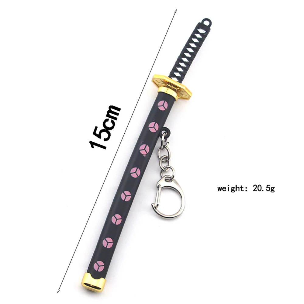 Anime une pièce huit couleurs Roronoa Zoro épée 15 cm porte-clés femmes hommes Anime couteau fourreau sabre couteau à neige porte-clés Katana
