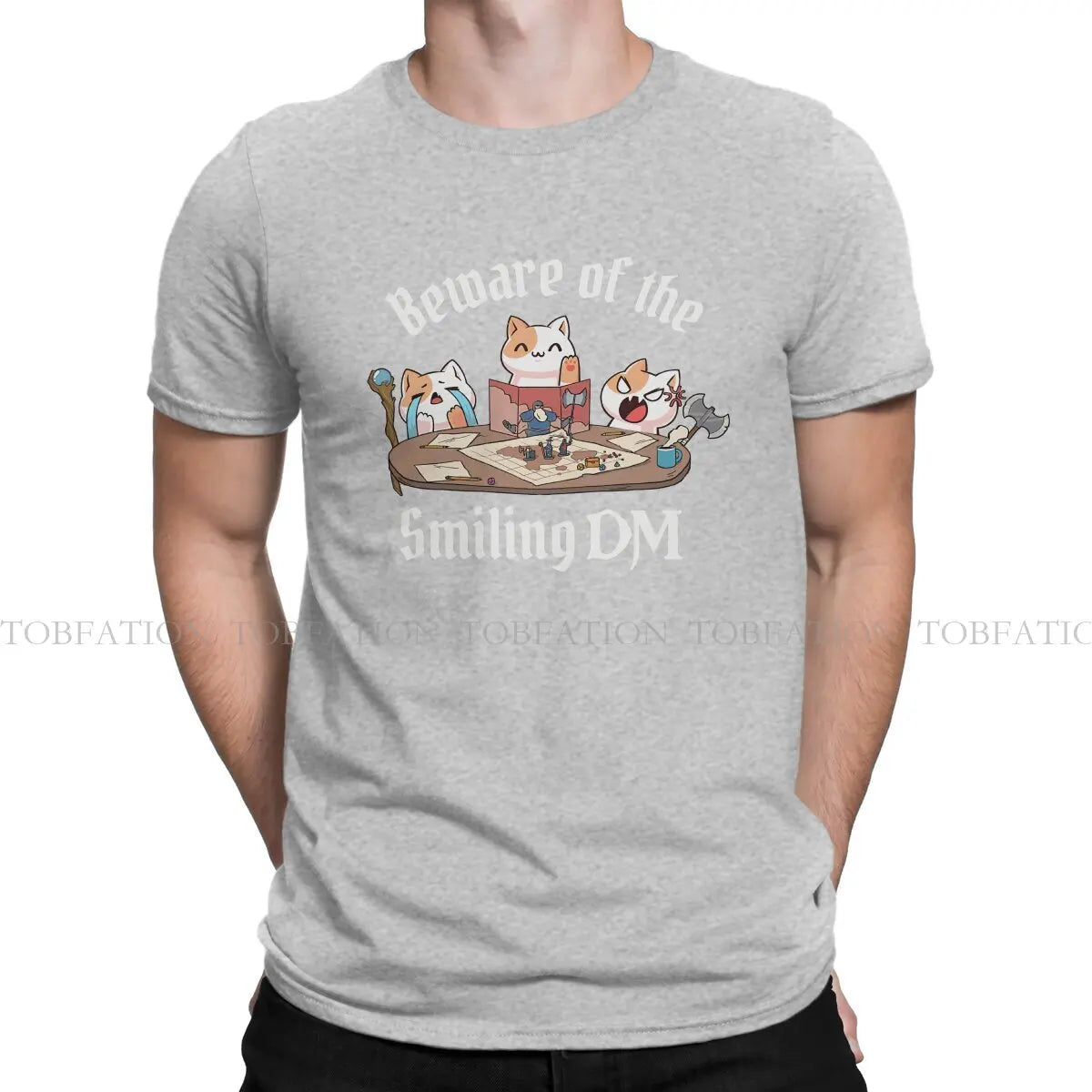 DND CATS PLAYING Tshirt Graphic Men Tops Vintage Punk Summer Streetwear 100% Cotton T Shirt