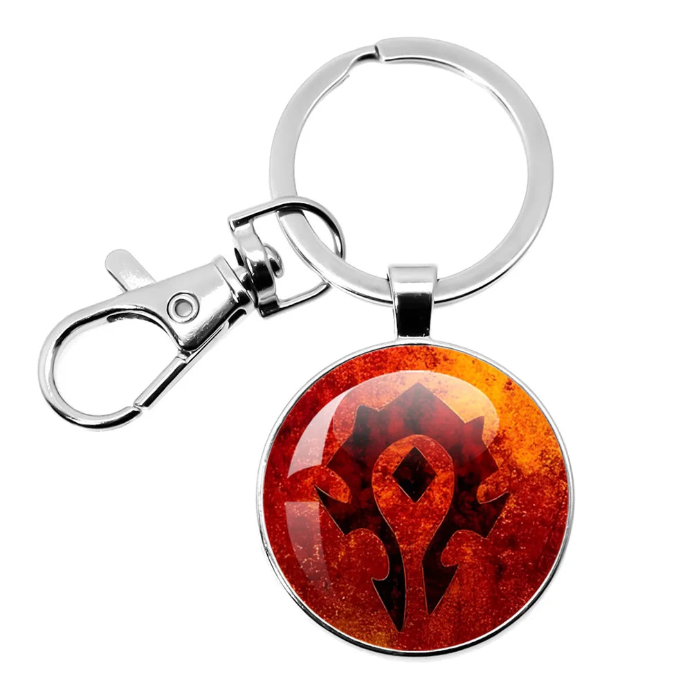 Game World Of Warcraft Keychain WOW Glass Pendant Key Chain For Women Men Keyring Jewelry Hearthstone