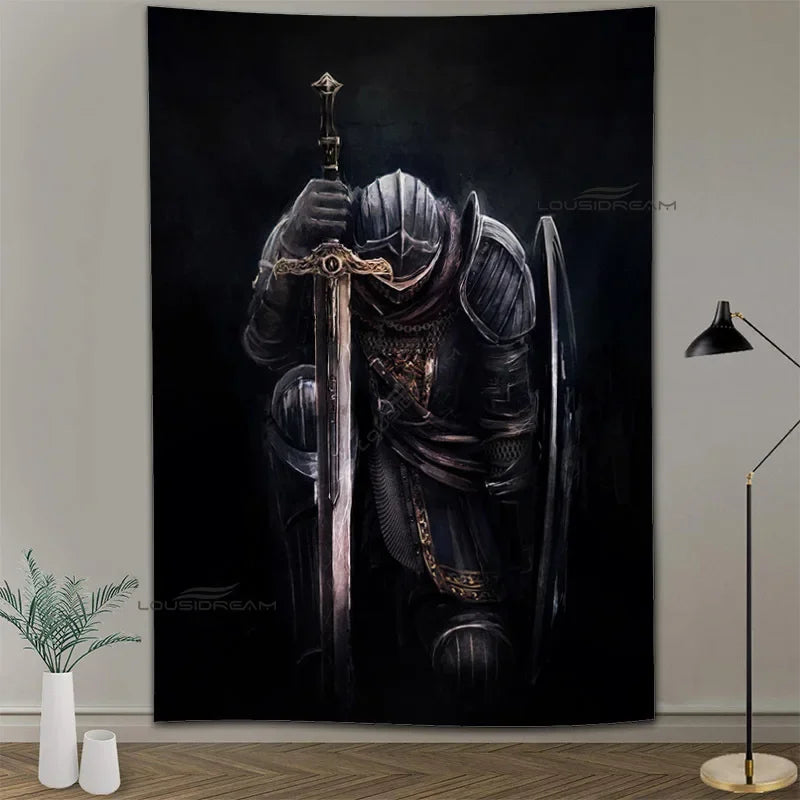 Medieval Knights Templar Patterns Tapestry Wall Hanging Cloth Decorative Tapestry Modern Family Art Decorative Bookshelves Tape