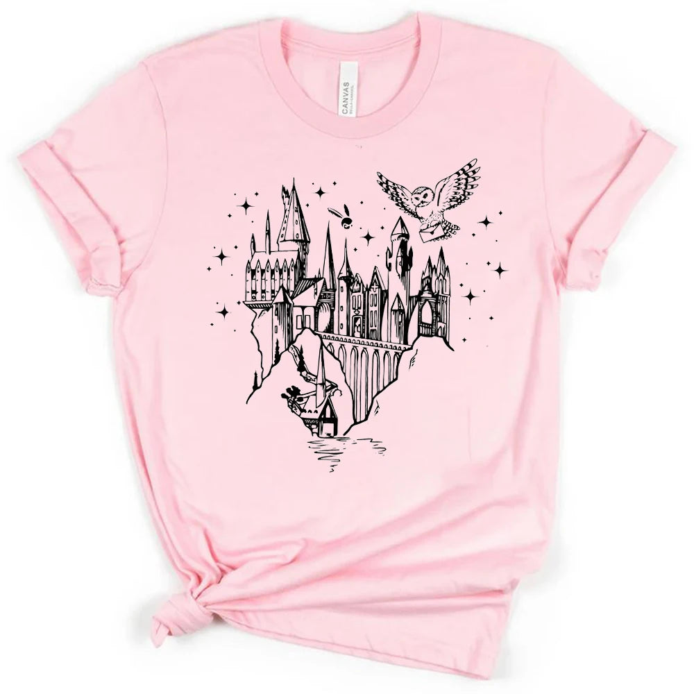 Magical Wizard Castle Shirt Movie Inspired Tee Wizard School T-shirt Wizard Wand Shirt Herbology Witchcraft Tops Women Clothes