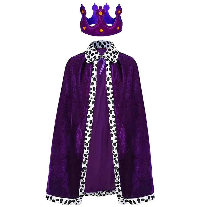 Cape de Cosplay pour enfants et adultes, Costume de roi Prince, couronne, châle, activité Parent-enfant, Costume de spectacle, Cape d'Halloween