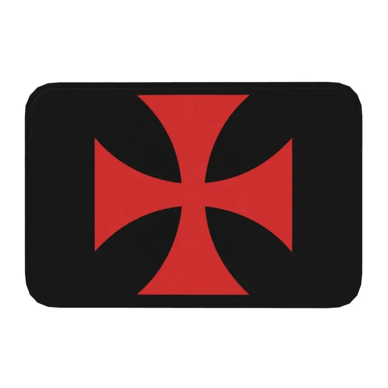 Templar Banner Heraldry Front Door Mat Anti-Slip Medieval Warrior Cross   Floor Bathroom Entrance Rug