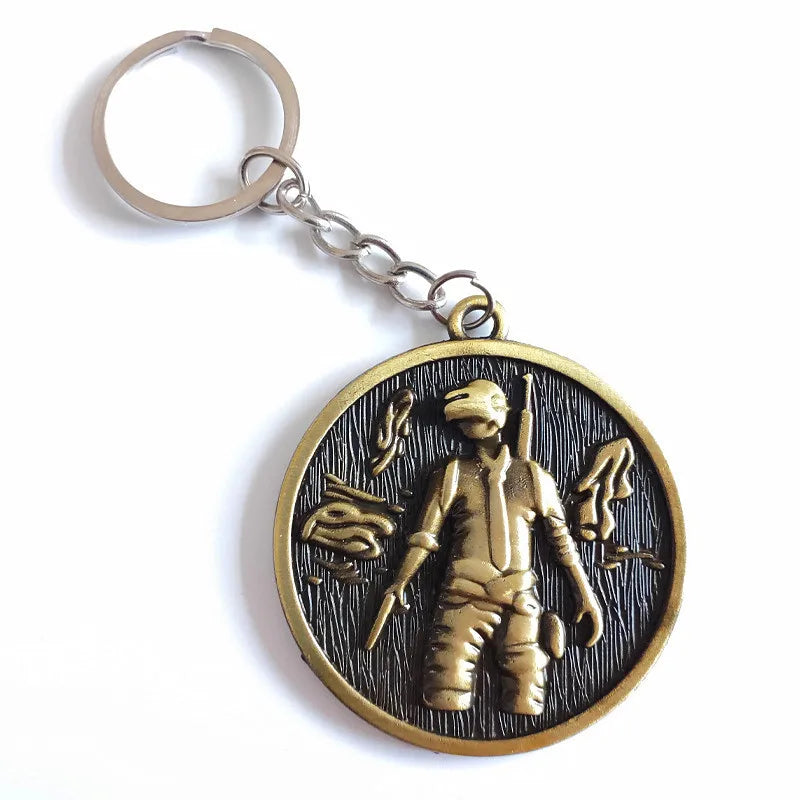 Online Game PUBG Badge Keychain Pendant Cosplay Cyber-Game Playerunknown's Battlegrounds Medal Alloy Key Ring for Game Lovers