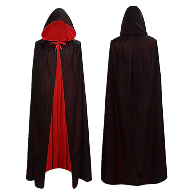 Adults Kids Halloween Cosplay Vampire Cloak Cape Red Black Double Side Wear Hooded Cloak Men Women Clothe Party Cosplay Costume