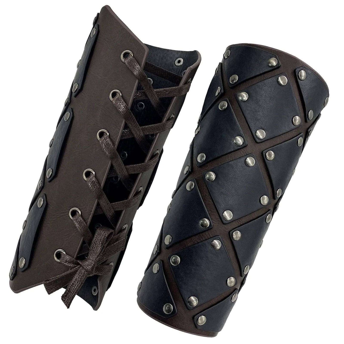 1pc Cosplay Props Faux Leather Wide Bracer Lace Up Arm Armor Cuff String Steampunk Vintage Medieval Gauntlet Wristband Bracelet