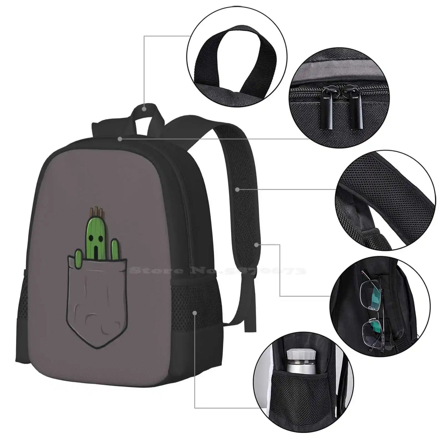 Mochila de bolsillo pequeño Cactuar para estudiantes, escuela, portátil, bolsa de viaje, Cactuar Final Fantasy Cactus Sabotender