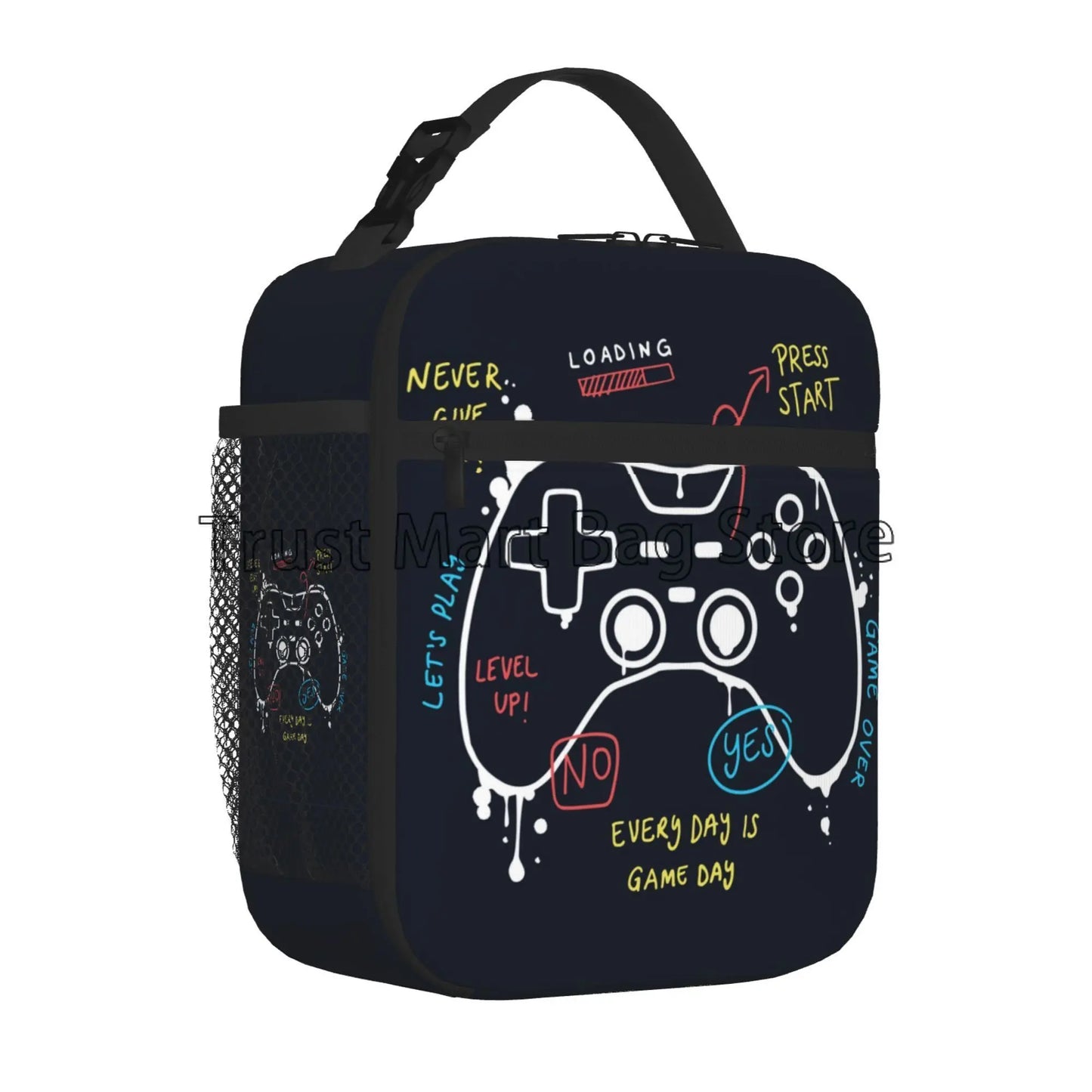 Video Game Controller Insulated Lunch Box Gamepad Waterproof Portable Thermal Bento Lunch Bag for School Travel Picnic Beach