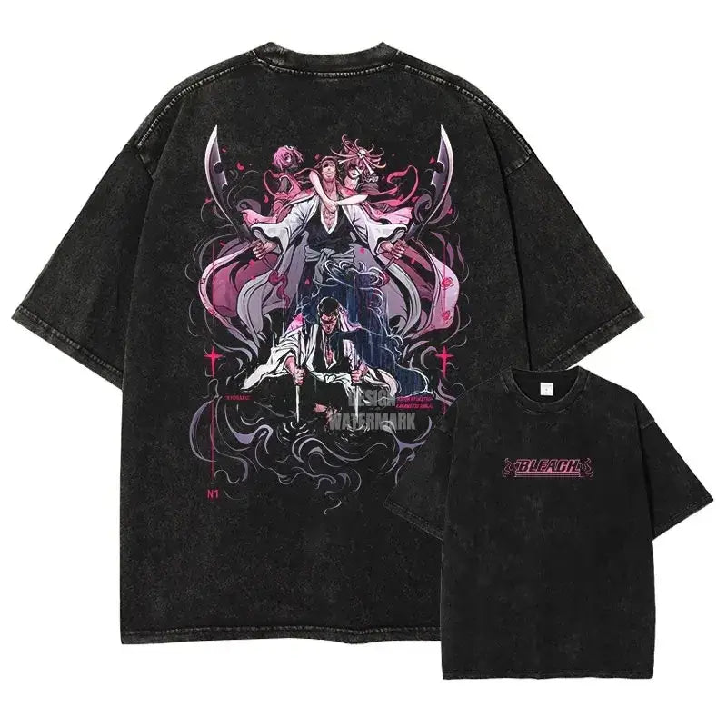Bleach Aizen Sousuke Harajuku Washed Graphic T-Shirt