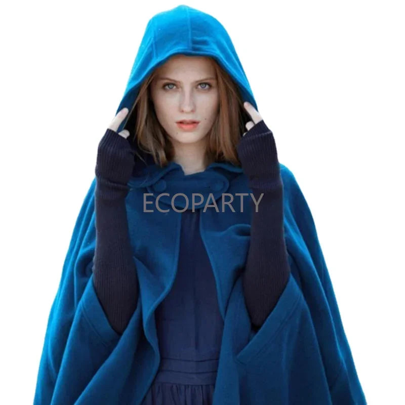 Cape à capuche multicolore pour femme, manteau Vintage médiéval, Vintage, Robe élégante, Costume, châle ample, longue Cape 3XL