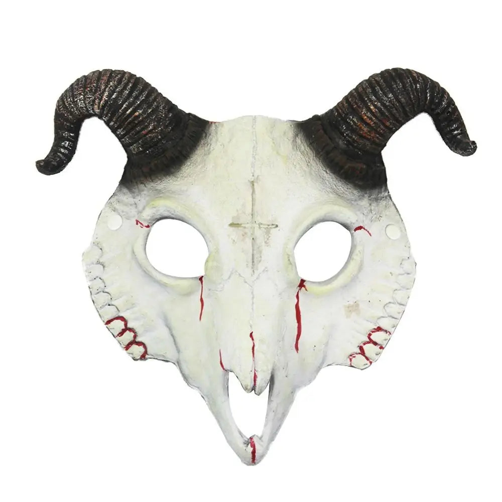 Halloween Goat Horn Mask Creative Full Face Antelope Bloody Skull Mask Eye Mask PU Carnival