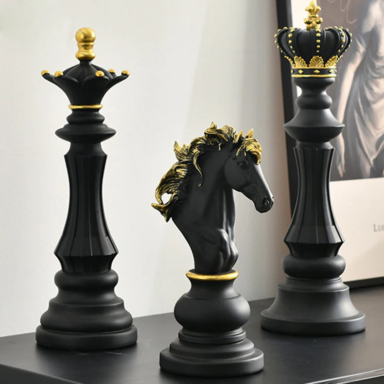 1pc Resin Chess Pieces Board Games Accessories International Chess Figurines Retro Home Decor Simple Modern Chessmen Ornaments