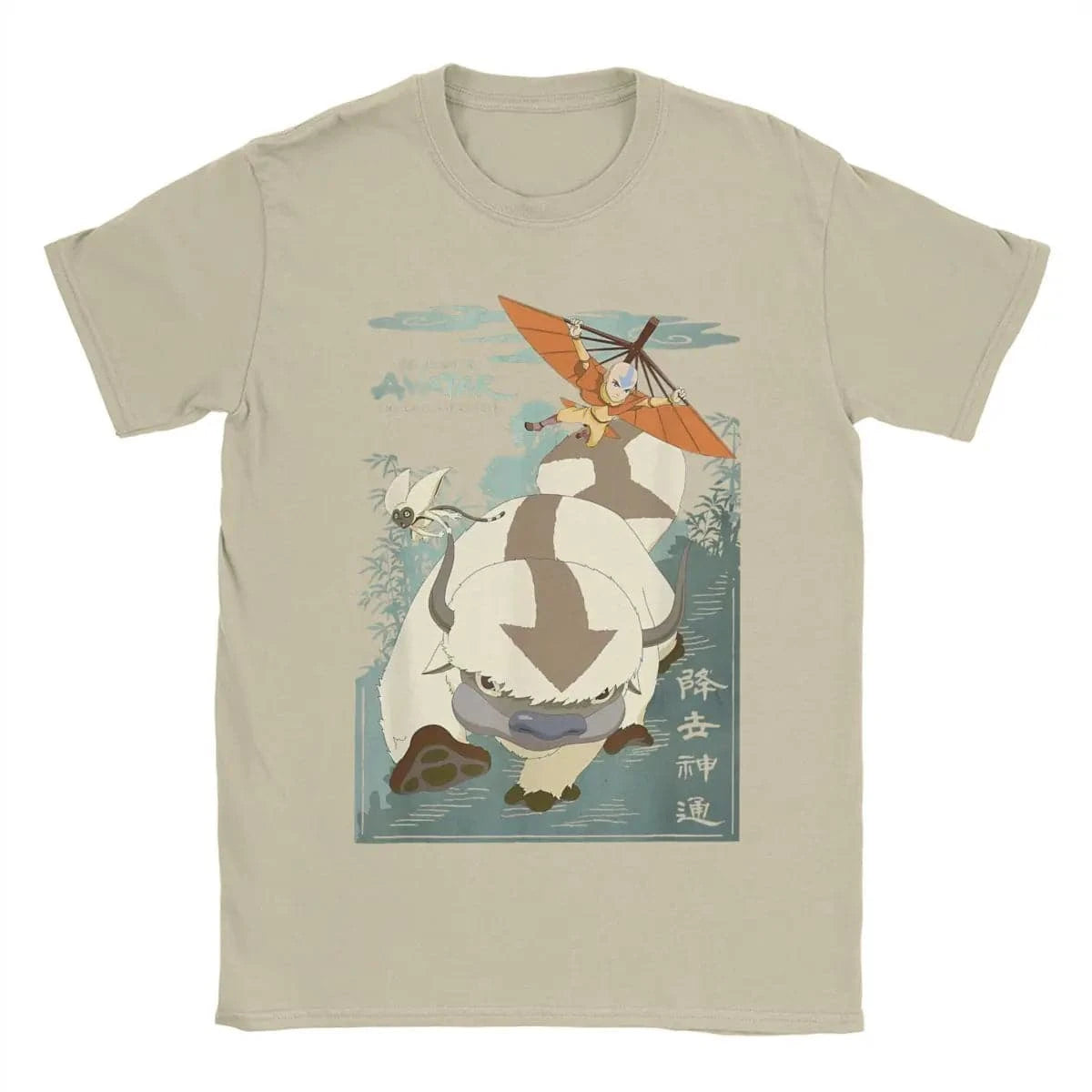 Avatar The Last Airbender Appa  And Aang In Flight T-Shirts for Men