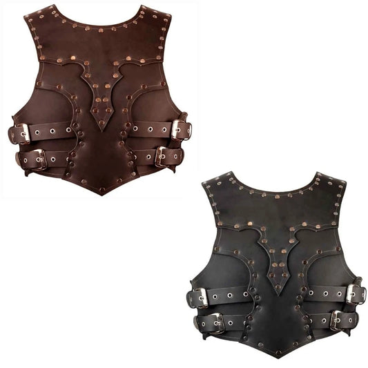 Vikinges PU Leather Chest Retro Knight Body Armors Medieval for LARP/Cosplay Activities